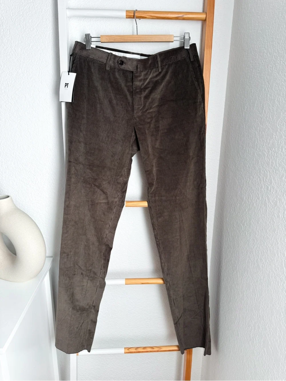 PT Torino Men’s Corduroy Pants Size Brown Slim Tapered NWT Cotton Cashmere